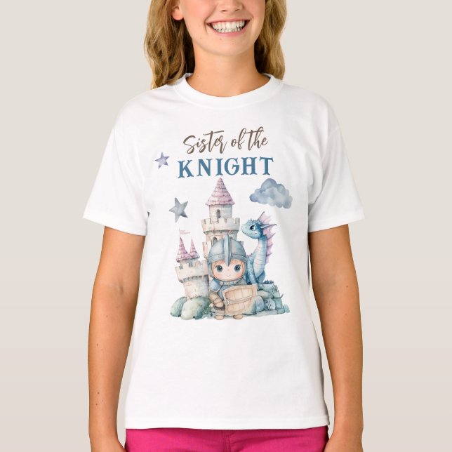 Camiseta Fairytale Dreamy Dragon Blue Knight Baby Shower (Anverso)