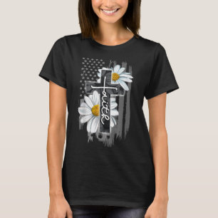 Camiseta Faith Bandera Americana Daisy Christian Faith Jesu