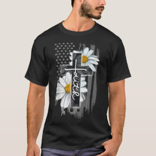 Camiseta Faith Bandera Americana Daisy Christian Faith Jesu