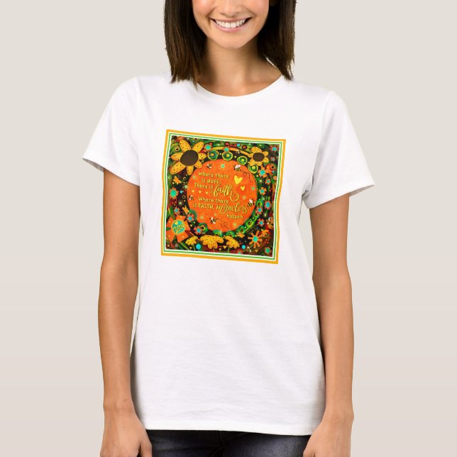 Camiseta Faith Bonito Naranja Floral Amarilla Bumblebee Ire (Anverso)