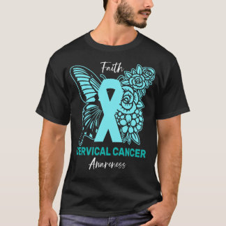 Camiseta Faith Butterfly Floral Cervical Cancer Awareness