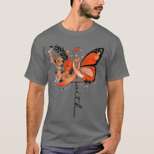 Camiseta Faith Butterfly Naranja Ribbon Leukemia Sensibiliz