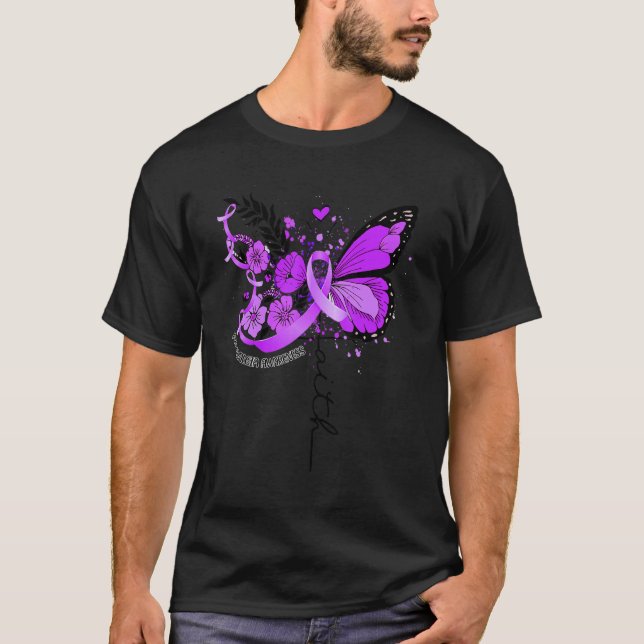 Camiseta Faith Butterfly Purple Ribbon Fibromialgia Awarene (Anverso)