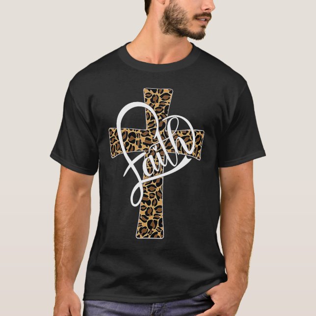 Camiseta Faith Christian Men Womens Leopard Cheetah Print R (Anverso)