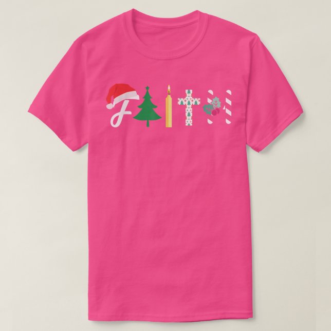 Camiseta Faith Christmas Tree Christian Cross Xmas Candy Ca (Diseño del anverso)