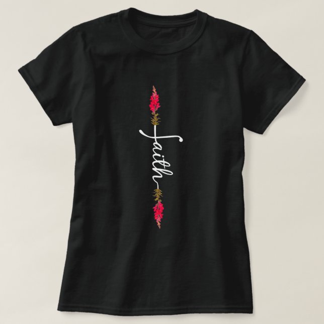Camiseta Faith Cross Red Flower Arrow Christian (Diseño del anverso)
