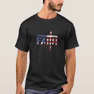 Camiseta Faith Cross US Flag