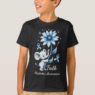 Camiseta Faith Cute Elephants Sunflower Diabetes Conciencia