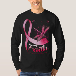 Camiseta Faith Dragonfly Cinta rosada Cinta de pecho Cáncer