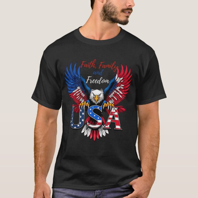 Camiseta Faith, Family, and Freedom – American Eagle USA T- (Anverso)