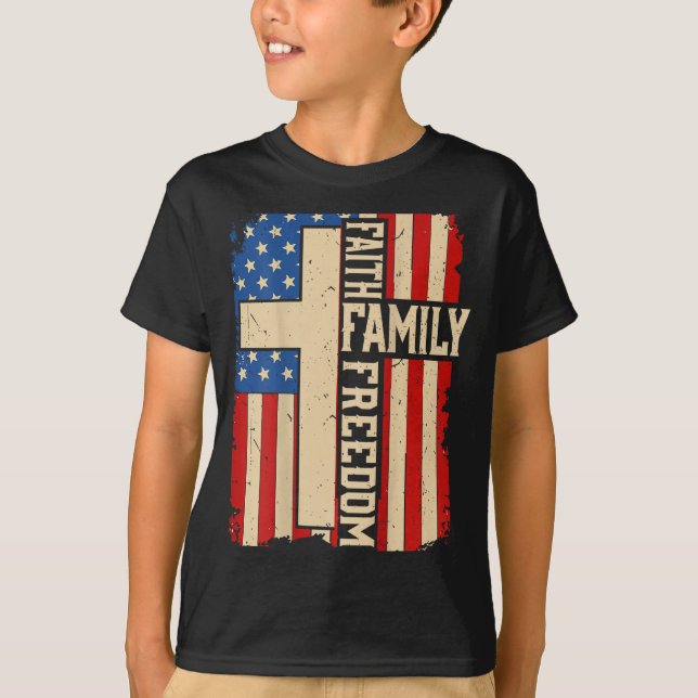 Camiseta Faith Family Dom God Country Patriotic Christian O (Anverso)