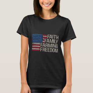 Camiseta Faith Family Farming Freedom American Flag 4Of