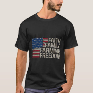 Camiseta Faith Family Farming Freedom American Flag 4Of