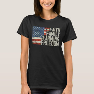 Camiseta Faith Family Farming Freedom American Flag 4Of