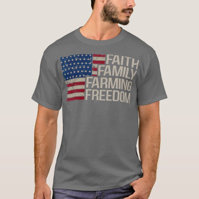 Camiseta Faith Family Farming Freedom bandera estadounidens (Anverso)