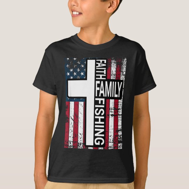 Camiseta Faith Family Fishing Christian Proud Father Fisher (Anverso)