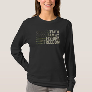 Camiseta Faith Family Fishing Freedom Bass Fisherman Camo U