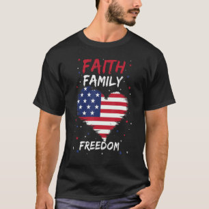 Camiseta Faith Family Freedom America Bandera Estadounidens
