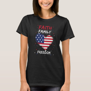 Camiseta Faith Family Freedom America Bandera Estadounidens