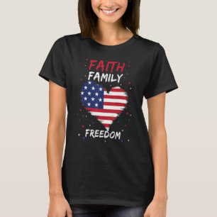 Camiseta Faith Family Freedom America Bandera Estadounidens