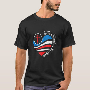 Camiseta Faith Family Freedom American Flag Heart 4th Of Ju