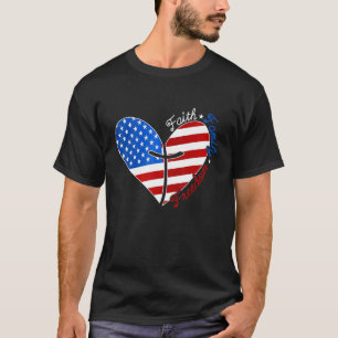 Camiseta Faith Family Freedom American Flag Heart 4th Of Ju