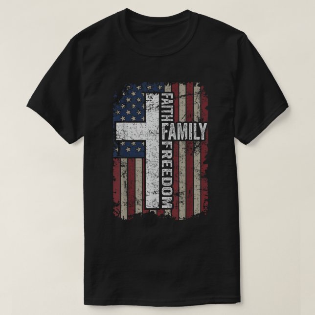 Camiseta Faith Family Freedom Cruz de la bandera de Estados (Diseño del anverso)