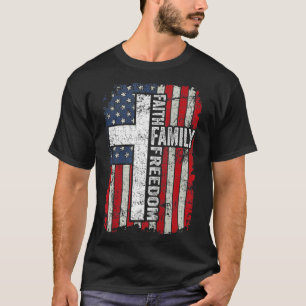Camiseta Faith Family Freedom Patriotic Bandera estadounide