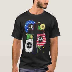 Camiseta Faith Family Freedom Patriotic Christian Cross Ame