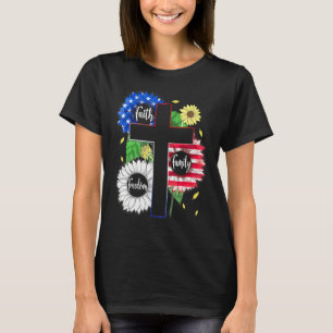 Camiseta Faith Family Freedom Patriotic Christian Cross Ame