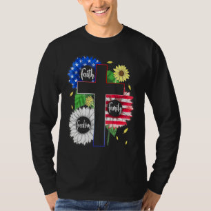 Camiseta Faith Family Freedom Patriotic Christian Cross Ame