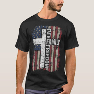 Camiseta Faith Family Freedom Patriotic Christian Vintage U
