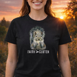 Camiseta Faith Greater Than Gluten Funny Squirrel