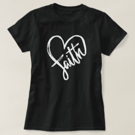 Camiseta Faith Heart Christian Black and White