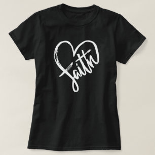 Camiseta Faith Heart Christian Black and White