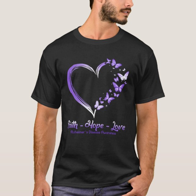 Camiseta Faith Hope ama la enfermedad de Alzheimer el coraz (Anverso)