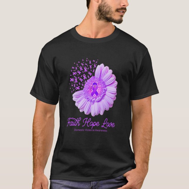 Camiseta Faith Hope Ama la violencia doméstica Flor de conc (Anverso)