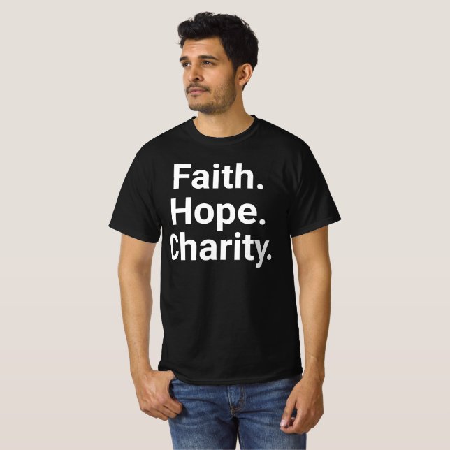 Camiseta Faith Hope Charity – Christian Minimalist (Anverso completo)