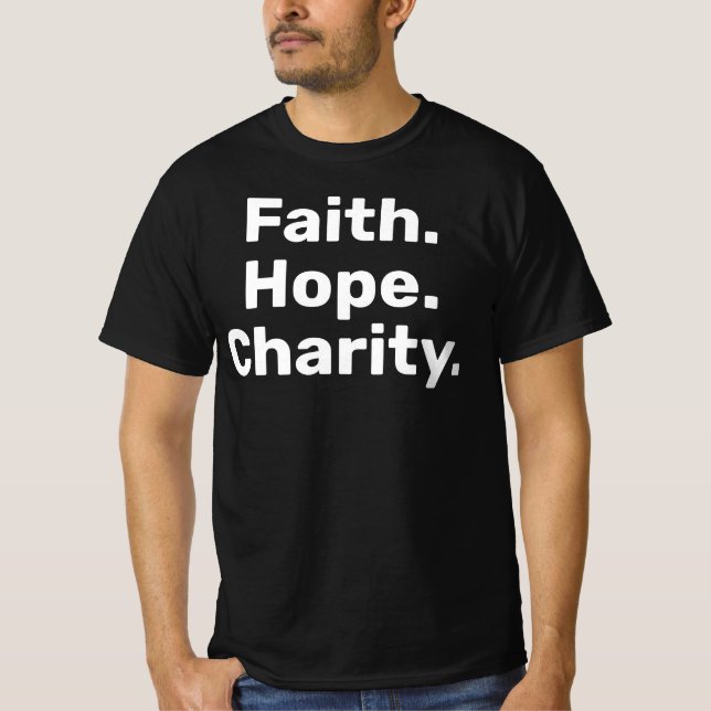 Camiseta Faith Hope Charity – Modern Christian Minimalist (Anverso)