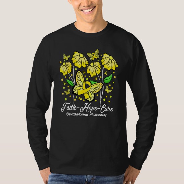 Camiseta Faith Hope Cure Flower Butterfly Osteosarcoma Awar (Anverso)