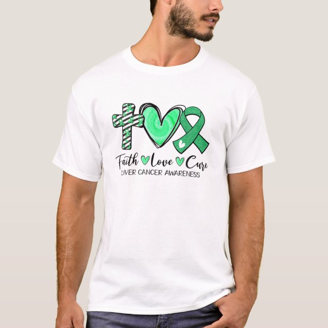 Camiseta Faith Hope Cure Green Ribbon Hepner Cancer Awarene (Anverso)