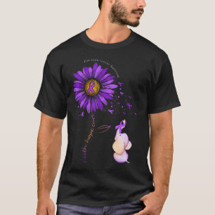 Camiseta Faith Hope Cure Purple Daisy Flower Pancreatic Can