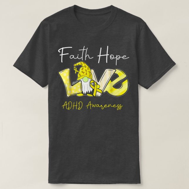 Camiseta Faith Hope Love Adhd Awareness (Diseño del anverso)