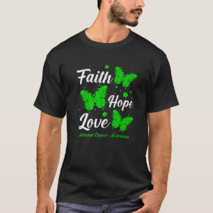 Camiseta Faith Hope Love Adrenal Cancer Awareness Butterfly