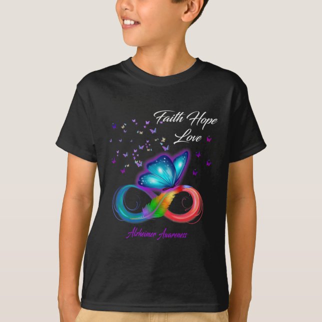 Camiseta Faith Hope Love Alzheimerheimer Awareness (Anverso)