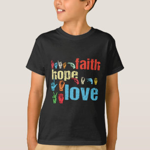 Camiseta Faith Hope Love American Rótulo Language Christian