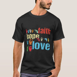 Camiseta Faith Hope Love American Rótulo Language Christian