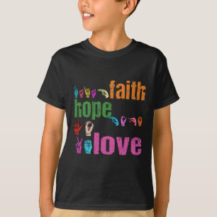 Camiseta Faith Hope Love American Rótulo Language Christian