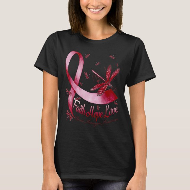 Camiseta Faith Hope Love Aneurysm Awareness Dragonfly (Anverso)