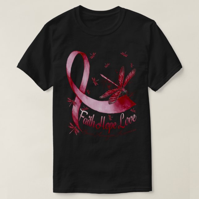 Camiseta Faith Hope Love Aneurysm Awareness Dragonfly (Diseño del anverso)